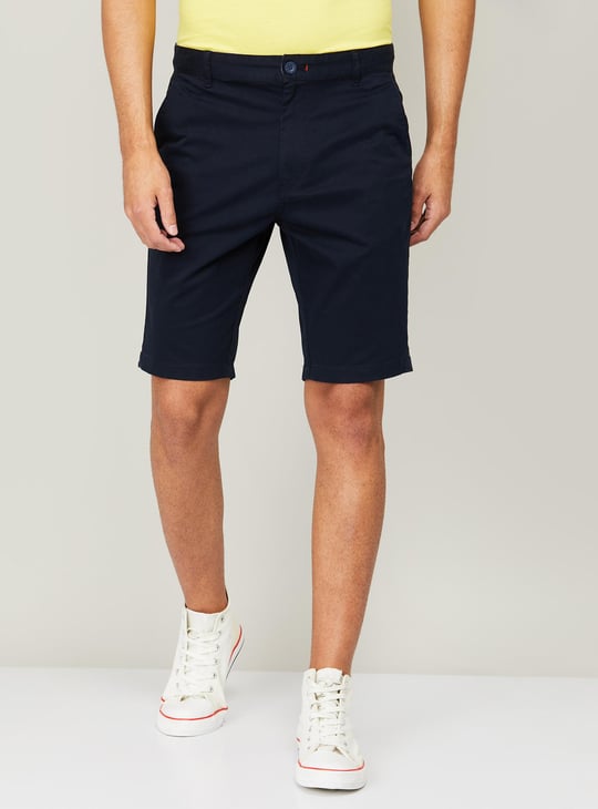 T-BASE Men Solid Regular Fit Casual Shorts - Main Image