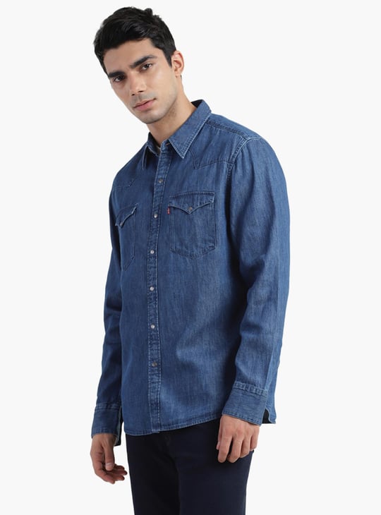 LEVI'S Men Solid Slim Fit Denim Shirt