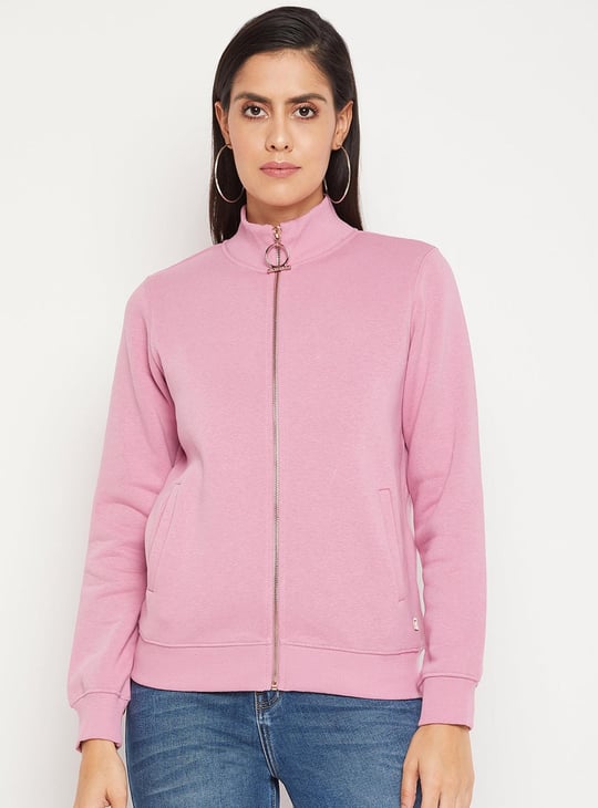 MADAME Women Solid High-Neck Sweatshirt
