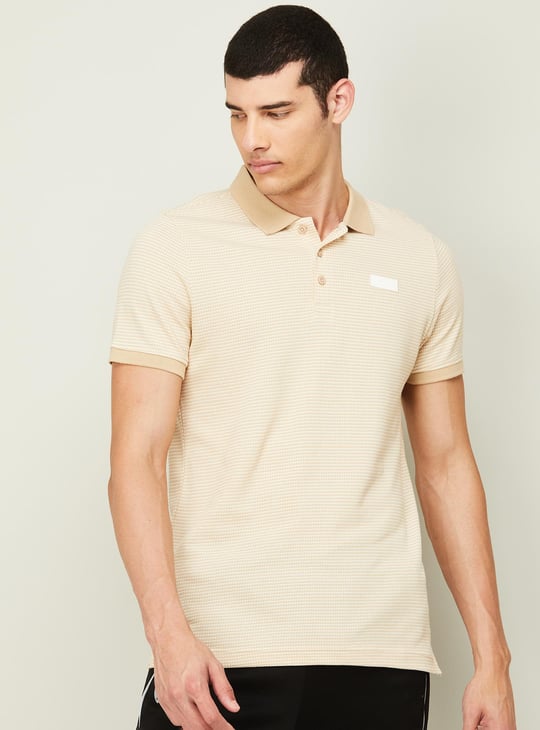 PUMA Men Textured Half Sleeves Regular Fit Sports Polo T-shirt Brown