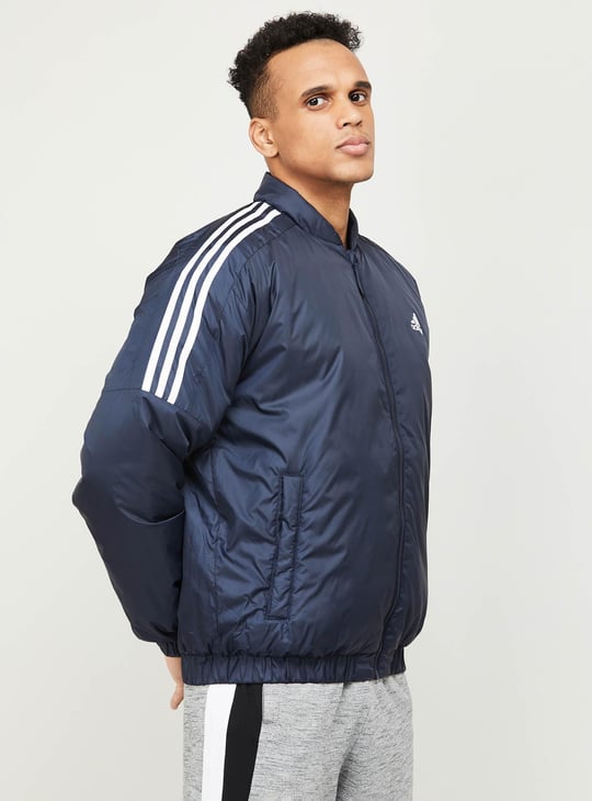 ADIDAS Men Striped Full Sleeves Zip Closure Bomber Jacket