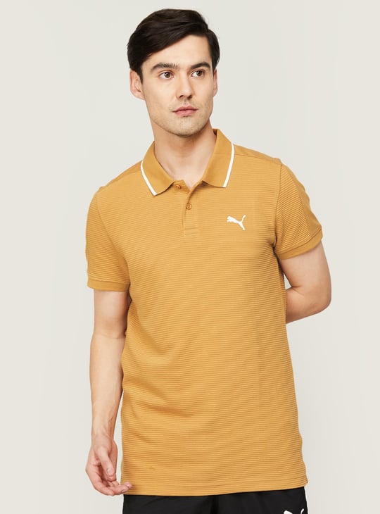 PUMA Men Striped Half Sleeves Regular Fit Sports Polo T-shirt