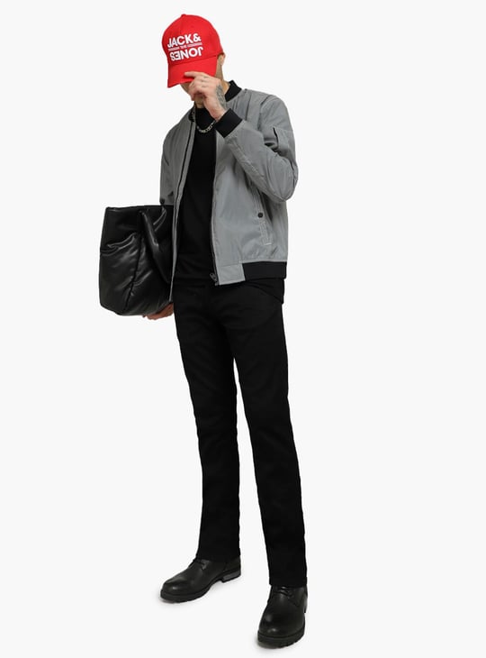 JACK JONES Men Solid Full Sleeves Zip Closure Jacket Grey