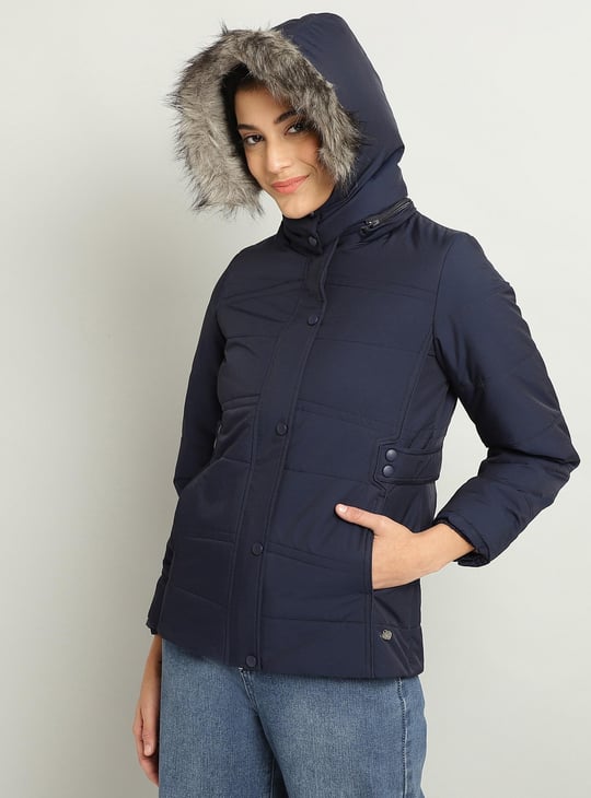 MONTE CARLO Women Solid Puffer Jacket with Attached Hood - Main Image