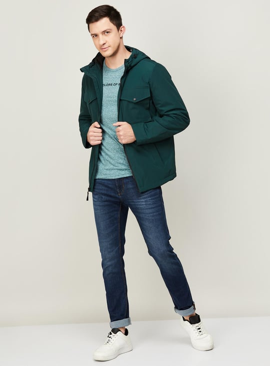 LEVI S Men Solid Hooded Regular Fit Parka Jacket Green