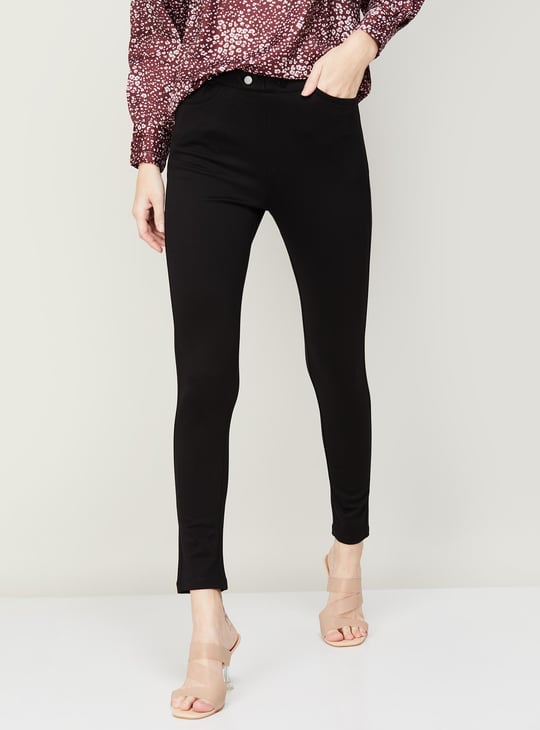 KRAUS Women Solid Skinny Fit Treggings Black