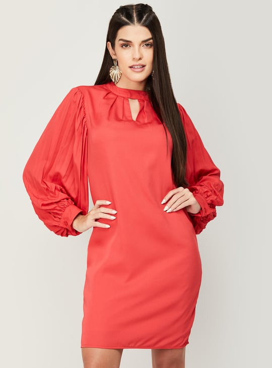 VAN HEUSEN Women Solid Choker Neck Sheath Dress