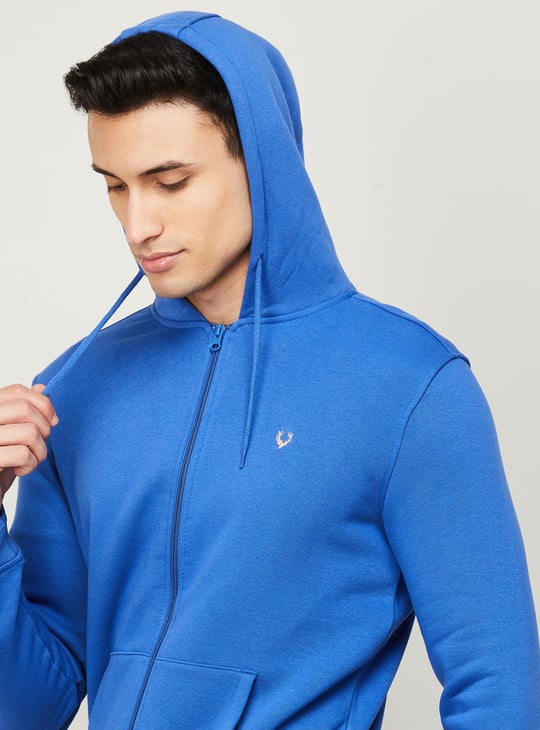 ALLEN SOLLY Men Solid Hooded Sweatshirt