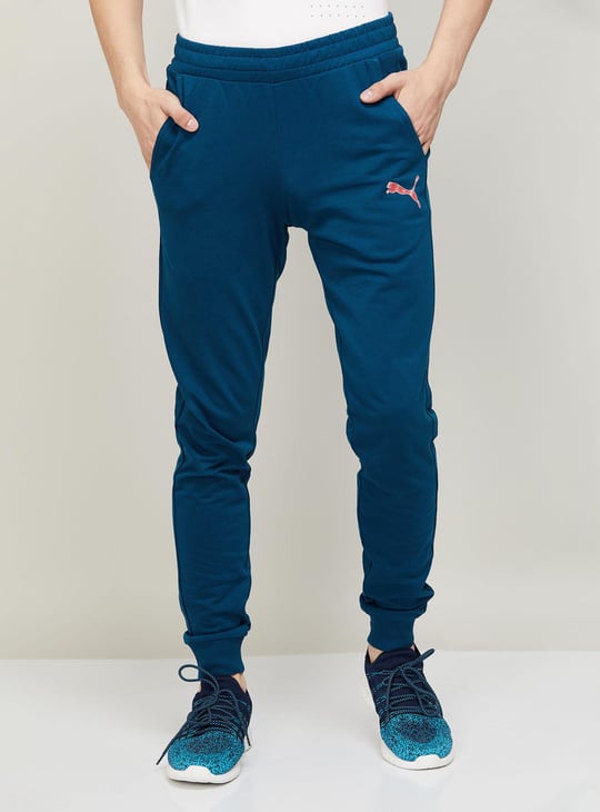 PUMA Men Solid Full Length Elasticated Sports Joggers Blue