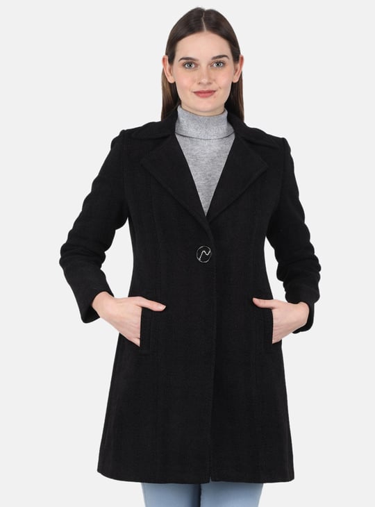 MONTE CARLO Women Solid Coat Black