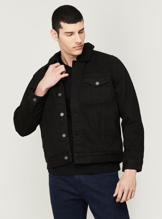 Black Denim Jacket Mens Black Collared Jacket Topman Borg Collar