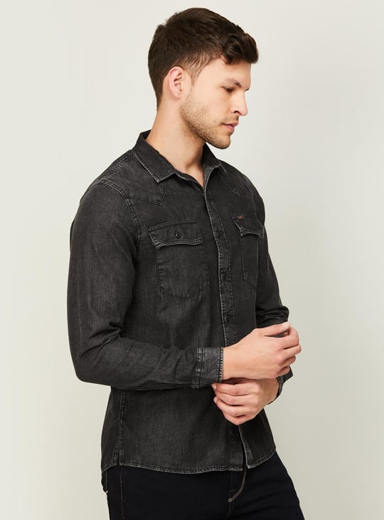 LEE Men Denim Slim Fit Casual Shirt Black