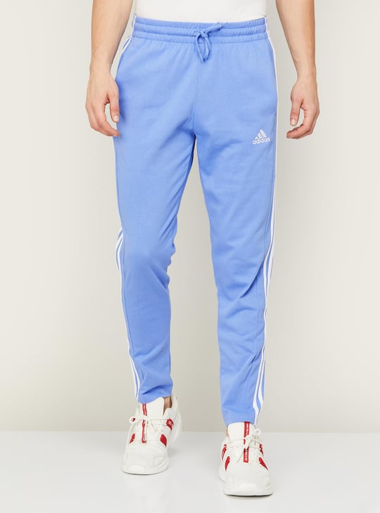 ADIDAS Men Striped Regular Fit Sports Track Pants Blue
