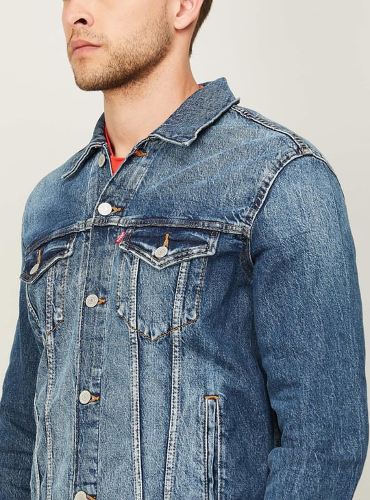 LEVIS Men Washed Full Sleeves Denim Jacket
