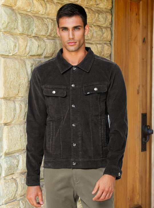 Jaket Corduroy Trucker Black Sherpa Corduroy Jacket Men Corduroy