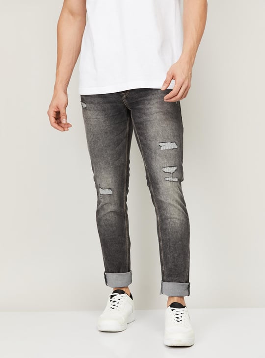 SPYKAR Men Faded Distressed Skinny Fit Jeans