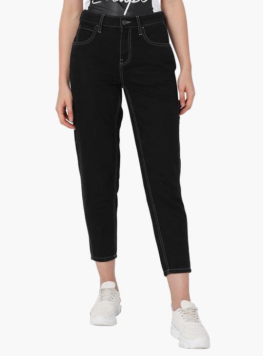 VERO MODA Women Solid Straight Fit Dark Jeans Black