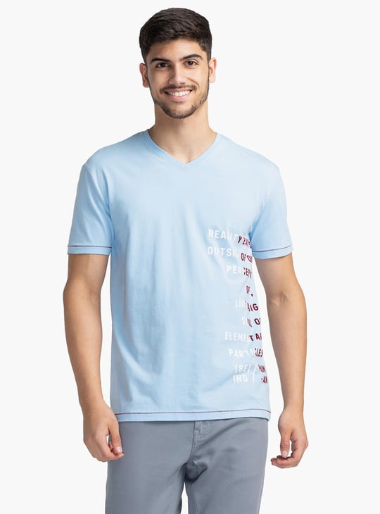 BEING HUMAN Men Solid Regular Fit V-neck T-shirt