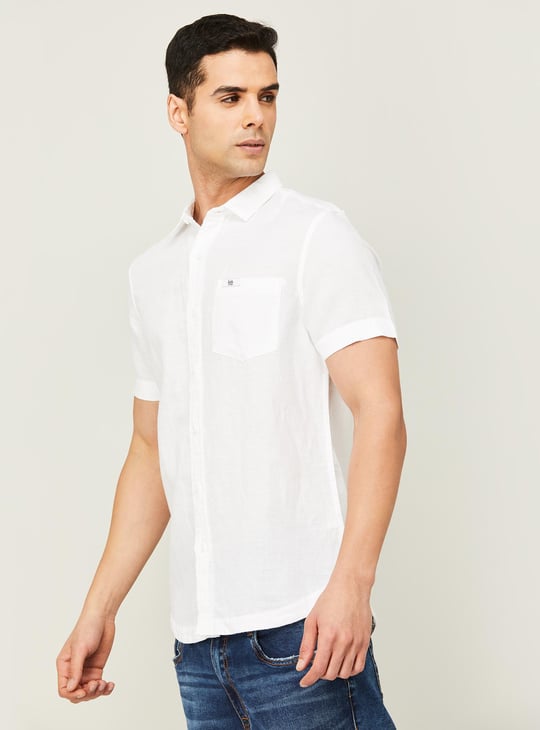 LEE Men Solid Half Sleeves Slim Fit Casual Shirt | White