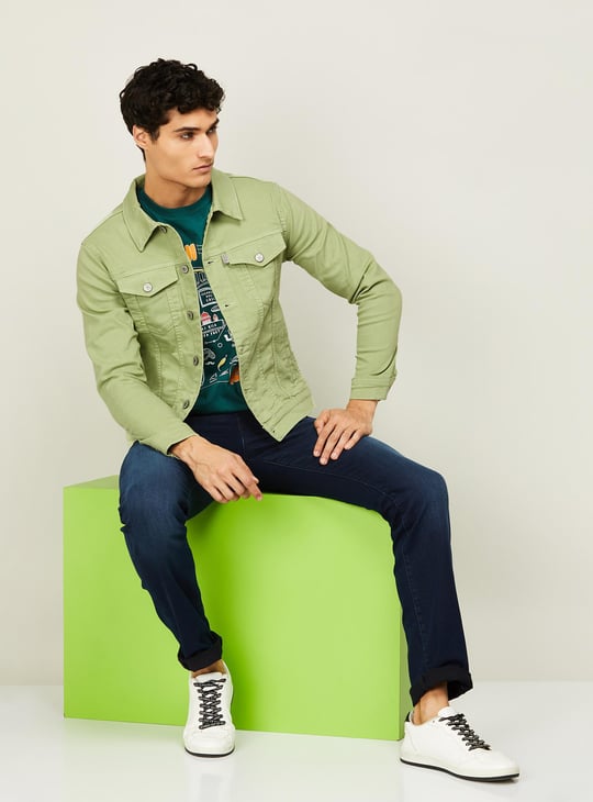 FLYING MACHINE Men Solid Full Sleeves Denim Jacket