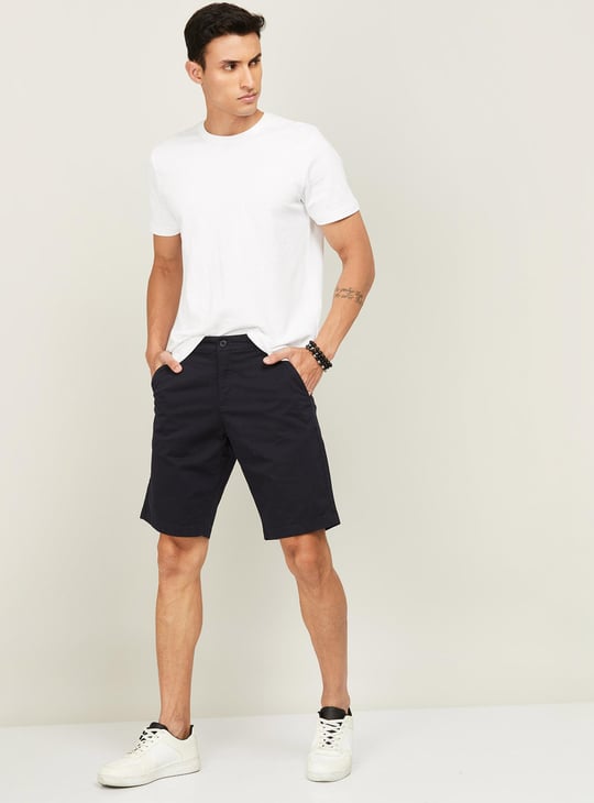 POLO Men Solid Button Fly Slim Fit Shorts