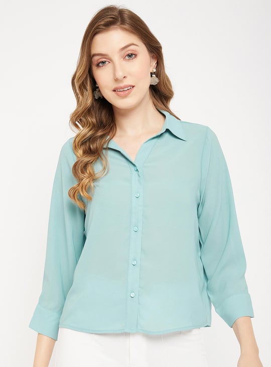 sachin and babi light blue dress MADAME Women Solid Collared Casual Shirt