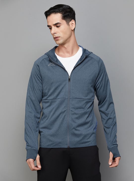 KAPPA Men Textured Zip Closure Sweatshirt Blue