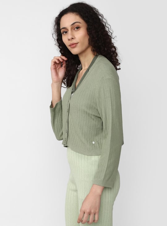 VAN HEUSEN Women Ribbed V-neck Cardigan