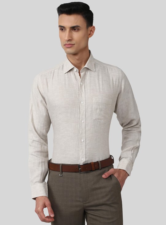 VAN HEUSEN Men Solid Regular Fit Linen Formal Shirt