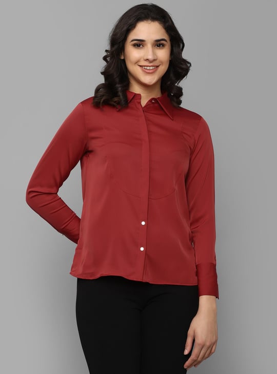 ALLEN SOLLY Women Solid Formal Shirt Red