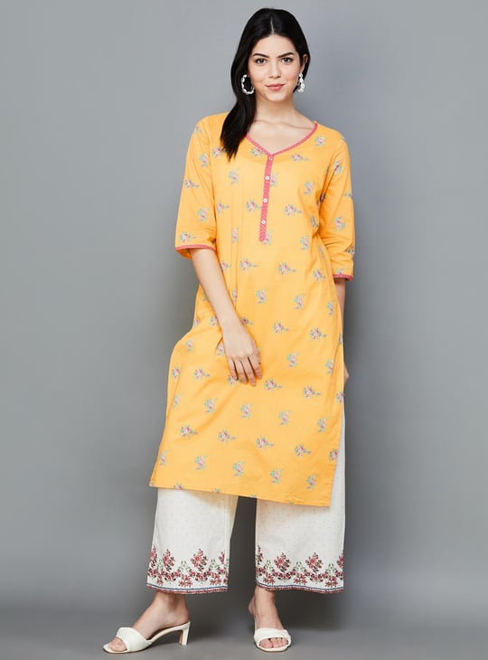 AURELIA Women Floral Print Straight Kurta