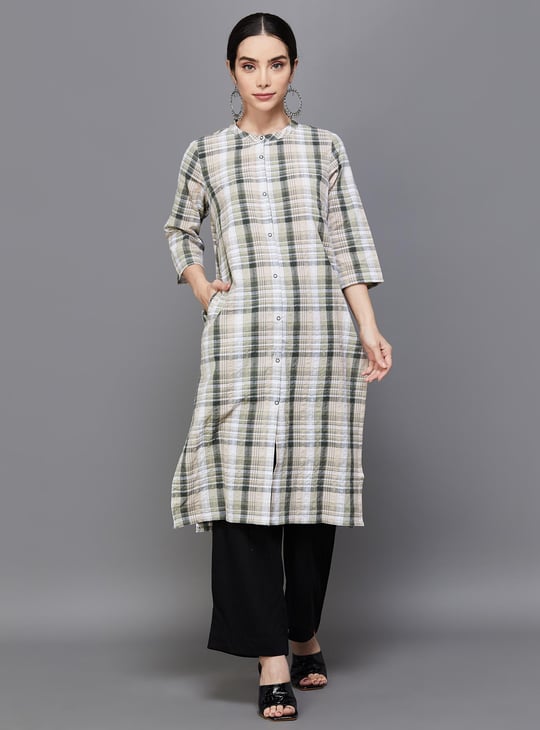 Aurelia checked straight kurta hotsell