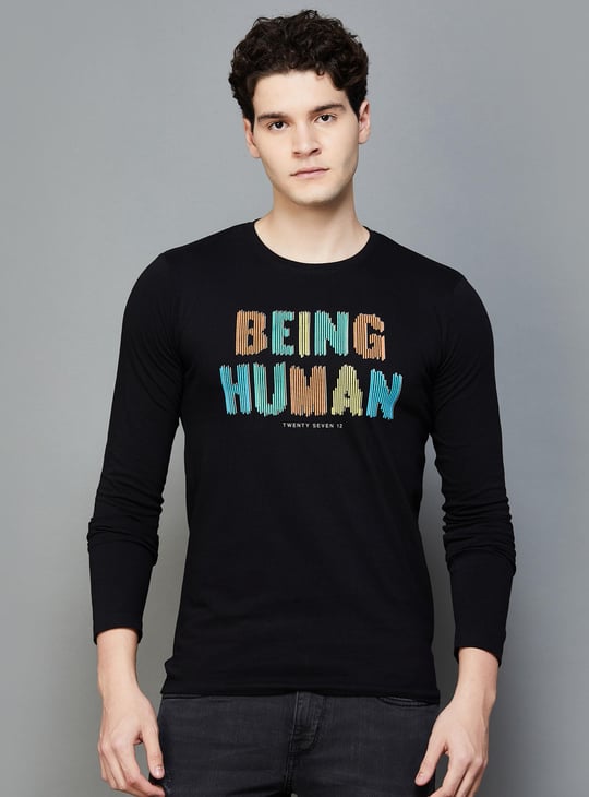 BEING HUMAN Men Printed Crew Neck T-shirt