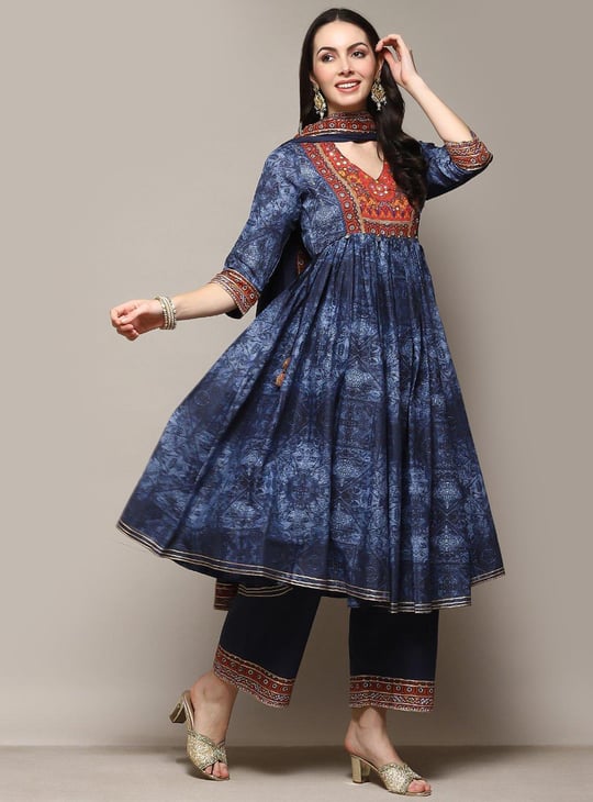 BIBA Women Embellished Anarkali Kurta Set Indigo