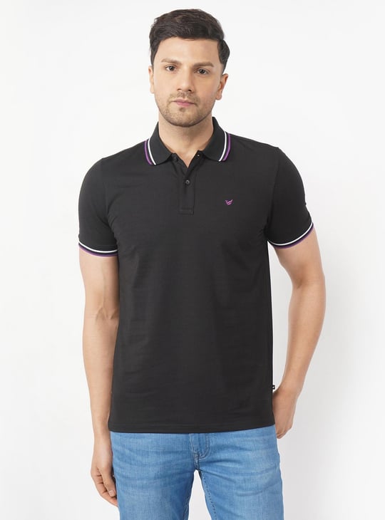 BLACKBERRYS CASUAL Men Solid Regular Fit Polo T-shirt Black