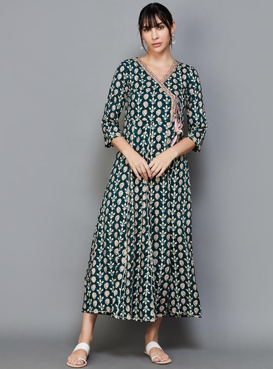 NEERUS Women Printed V-Neck Wrap Dress