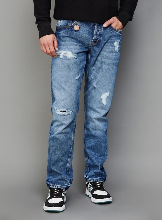SPYKAR Men Regular Straight Fit Distressed Jeans