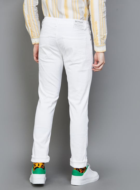 Spykar Mens White Stretch Jeans SPYKAR Men Skinny Fit Coloured