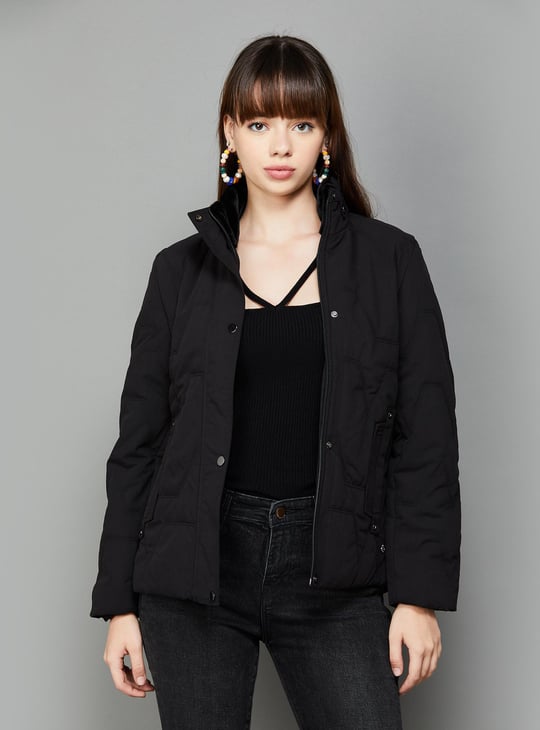 MONTE CARLO Women Solid High-Neck Puffer Jacket Black