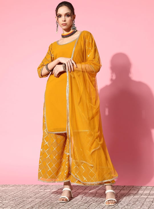 LIBAS Women Solid Straight Kurta Set