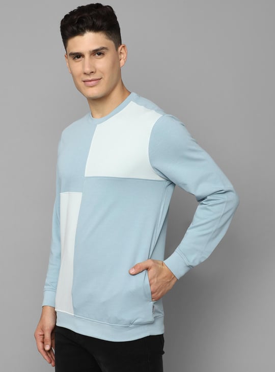 LP JEANS Men Colourblocked Sweatshirt Blue