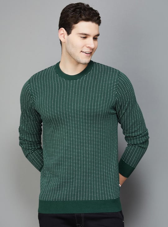 CELIO Men Knitted Pullover Sweater Green