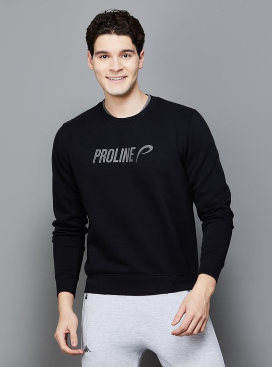 PROLINE Men Logo Printed Sweatshirt Black