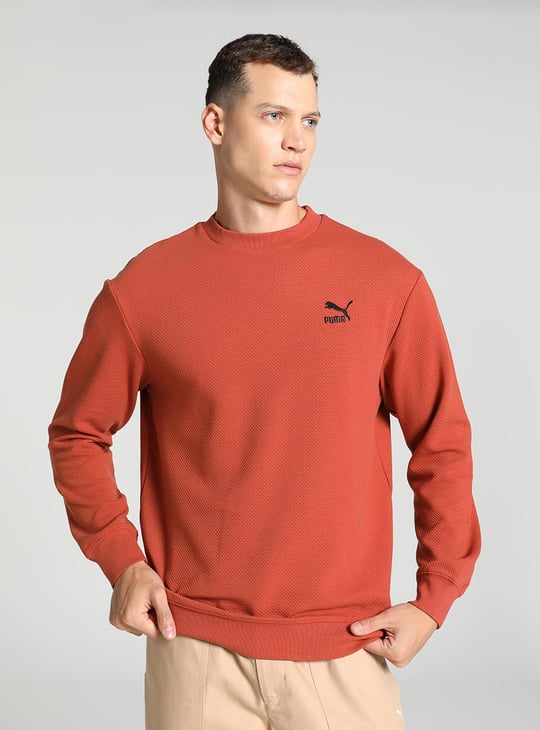 PUMA Men Textured Sweatshirt Orange