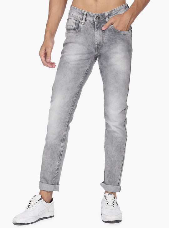 FLYING MACHINE Men Stonewashed Jackson Jeans (Skinny Fit) Grey