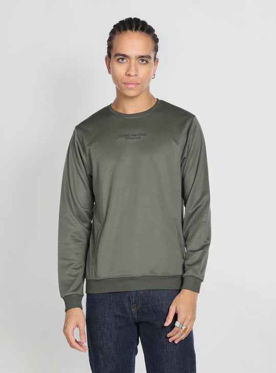 Flying machine full sleeve solid men's sweatshirt hotsell