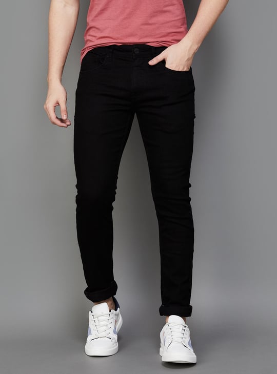 BEING HUMAN Men Solid Slim Tapered Fit Dark Jeans