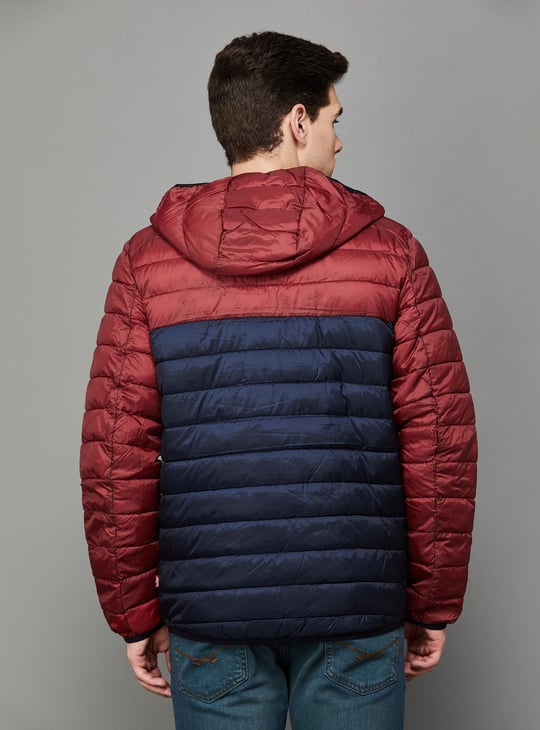 LEVI'S Men Colourblocked Hooded Puffer Jacket Red