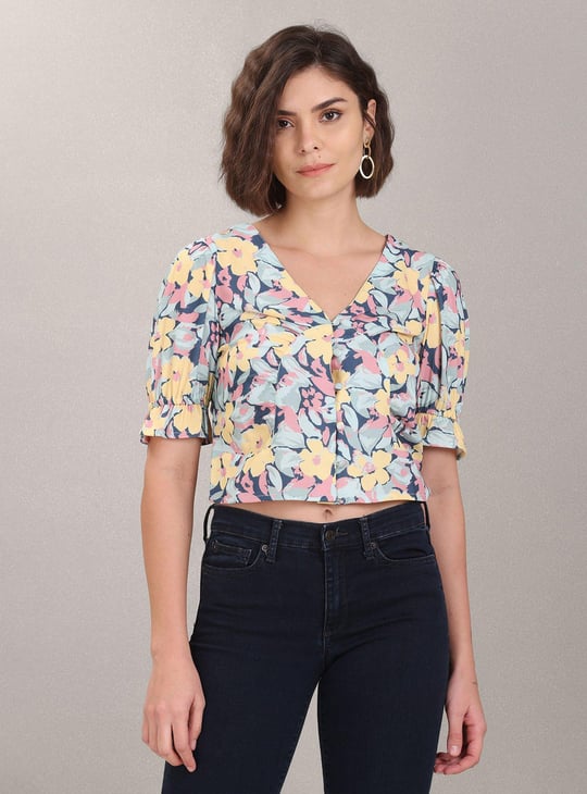 U.S. POLO ASSN. Women Floral Printed Crop Top Multicolour