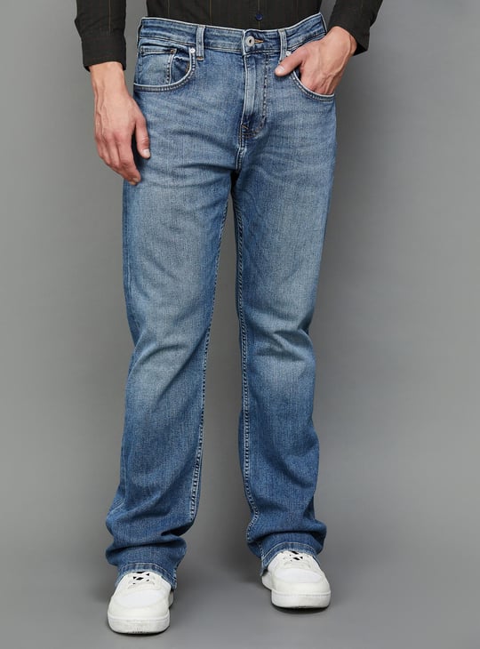 JACK JONES Men Washed Bootcut Jeans